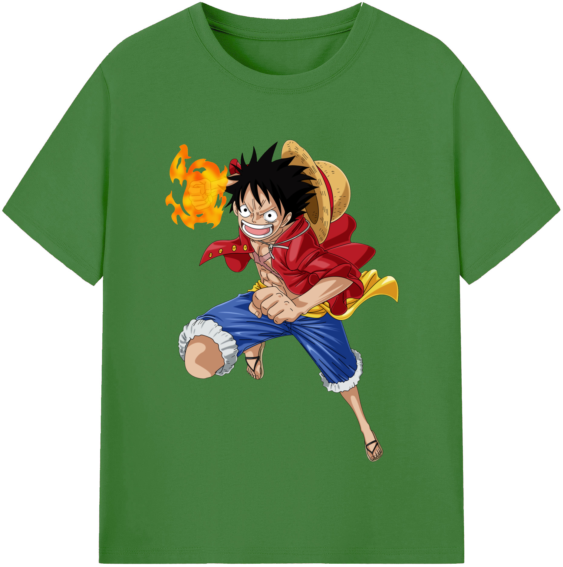 ワンピース モンキー・D・ルフィ ONE PIECE Monkey D. Luffy レディースカジュアルプリントTシャツ（綿100％）